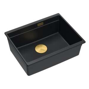 Logan 100 Black Granit Küchenspüle, schräge Ansicht - Spülbecken