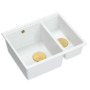 Chiuvetă de bucătărie din granit Logan 150 White, cu două cuve - Chiuvete de bucătărie