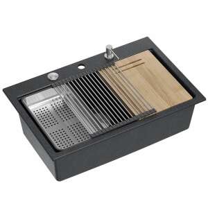 Zlewozmywak granitowy MARC 110 WORKSTATION Black Metallic z akcesoriami - Nonbrand Taca do zmywarki