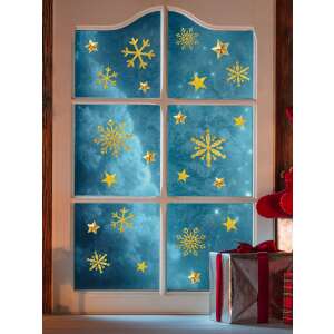Vanco-Up Arany Hópelyhek Karácsonyi Ablakmatricák, 4 lap, 30cm x 10cm - Ablakmatrica