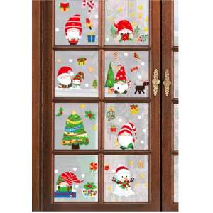 Karácsonyi ablakmatricák gnómokkal, karácsonyfákkal és egyéb ünnepi mintákkal - Ablakmatrica
