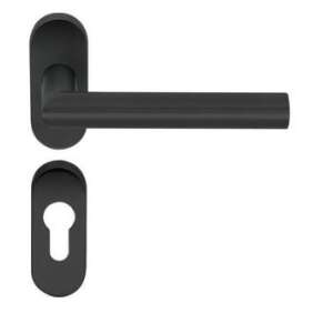 Tímea Kertkapu Oválrozettás Rozsdamentes FEKETE PZ szett door handle, black, oval rosette, stainless steel - Door