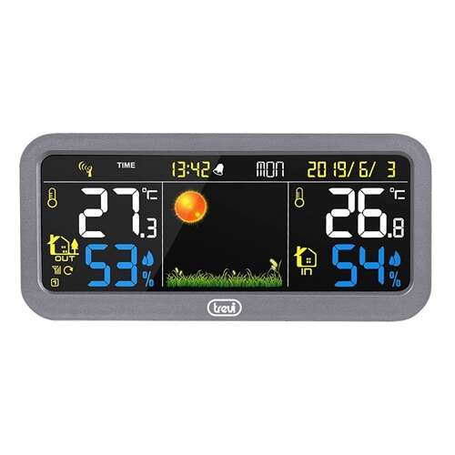 Stație meteo Trevi ME 3P20 RC cu afișaj de temperatură și umiditate interioară și exterioară