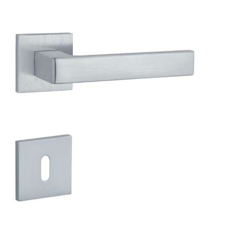 Aprile Négyzetrozettás Q SLIM 7MM MSC Satin Chrome Door Handle, Square Rosette, Modern Design