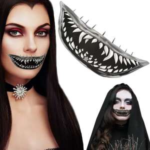 Tatuaj temporar cu dinți de monstru de Halloween, realist, lavabil, dinți falși, înfricoșător, accesoriu pentru costum - Decorațiuni de Halloween