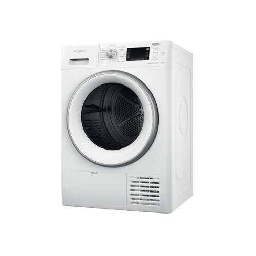 Schräge Ansicht des Whirlpool FFT M22 9X2WS EE Wärmepumpentrockners