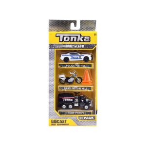 Tonka Diecast First Responders 3-balenie: Policajné auto, Motocykel, Záchranná pumpa - Autá a vozidlá