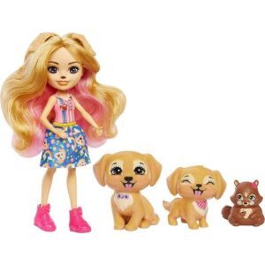 Enchantimals Gerika Golden Retriever baba kiskutyákkal és mókus figurákkal - Enchantimals