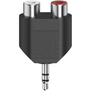 Hama Short Audio Adapter, 3.5 mm Stereo Jack – 2 x RCA Socket, Black