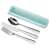 Xavax To Go travel cutlery set, blue case, stainless steel, knife, fork, spoon
