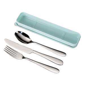 Xavax To Go reusable cutlery set with case, stainless steel knife, fork, and spoon - Cutlery Set