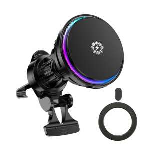 Suport Auto X82 2 in 1 Wireless Magnetic Phone Holder, MagSafe, Fast Charging 15W, 360° Rotation, Air Vent Mount, Elegant Design, Compatible with iPhone 12-15, Samsung Galaxy S21, S21 U - Car Phone Holder