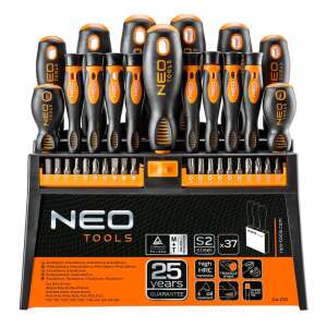 NEO Tools 37-częściowy zestaw wkrętaków i bitów ze stalowymi ostrzami S2 i ergonomicznymi uchwytami - NEO Tools