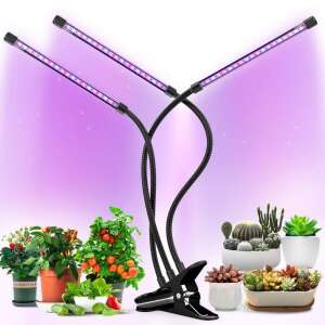 30W Indoor Plant Grow Light with Clip, 3 Adjustable Arms, 9-Level LED Lamp and Timer