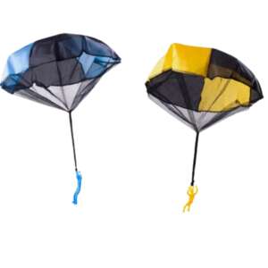 2 pcs Parachute Toy Soldier Set, throwable parachute type figure, blue and yellow