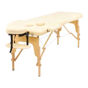 Wooden massage table with adjustable height, armrests, and face cradle - Massage Table