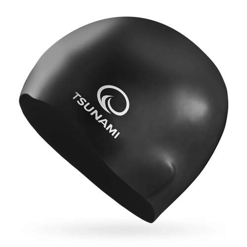 Czapka do pływania TSUNAMI z silikonu, czarna