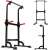 4FIZJO freestanding pull-up bar, multiple views, adjustable height, black with red handles