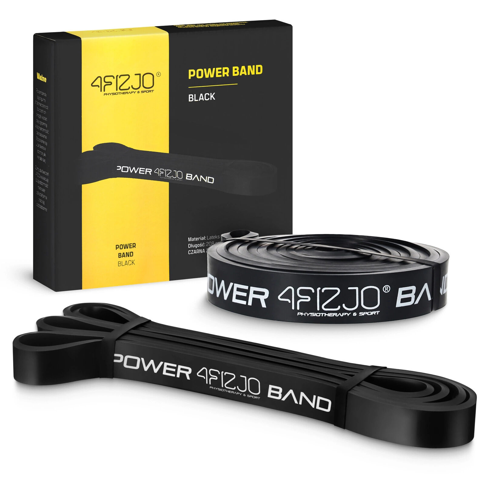 4FIZJO POWER BAND Fitnesz gumiszalag, 208x2,2cm, 12-17kg, latex - Fekete