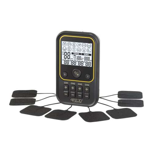 4FIZJO Combo Pro+ 2 az 1-ben Elektrostimulátor, fekete és sárga színben, 6 elektróda párnával