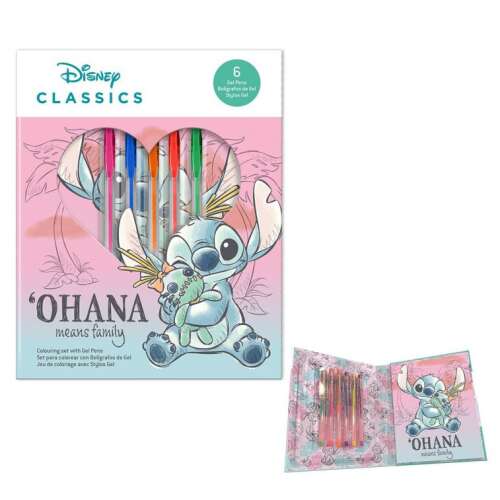 Disney Lilo és Stitch Ohana a család azt jelenti színező készlet 6 zselés tollal, Stitch és Scrump szerepel rajta