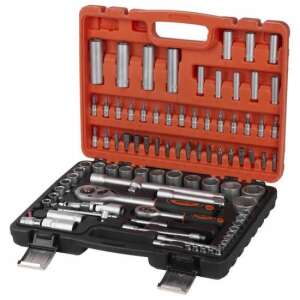 94-piece socket wrench set in orange and black case, ideal for automotive and home repairs - Socket Wrench