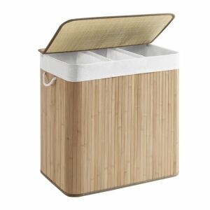 Artool Bamboo Laundry Basket with 3 Compartments and Lid, 150L Capacity - Artool