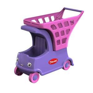 Szupermarket bevásárlókocsi babáknak való hellyel, lila és rózsaszín