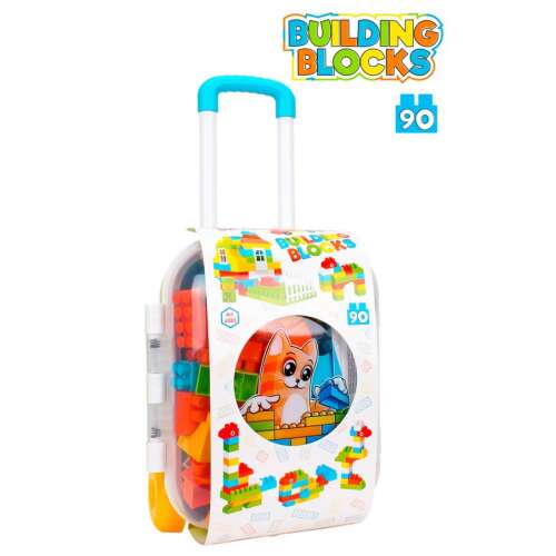 TechnoK Blocuri de construcție set de 90 piese în valiză cu roți