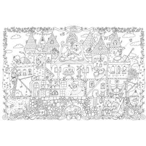 XXL Coloring Poster, Castle, 120 x 80 cm, Monumi 109585008 - Activity Book, Coloring