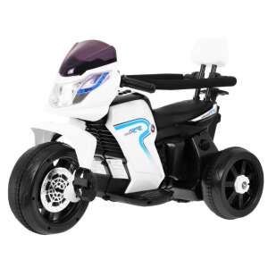 White electric motorcycle with pedals and parental handle, HL108, for kids - Malipen