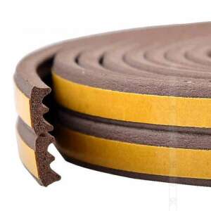 Mercaton® self-adhesive door and window seal, E profile, 9mm x 4mm, UV-resistant, EPDM rubber, 6 m, brown - Sealing tape