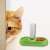 Praktikus green double pet bowl with automatic water dispenser, cat looking