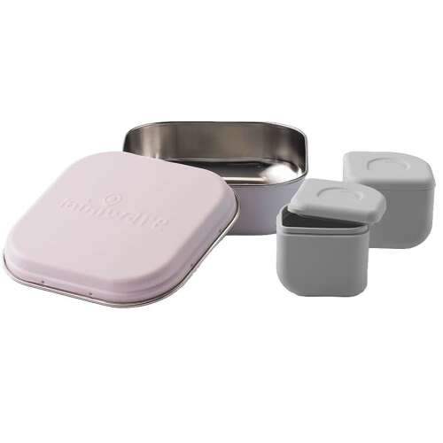 Miniware Grow Bento Box Set with 2 Silipode Containers for Baby Food, 3 pcs, Cotton Candy + Grey 109585523