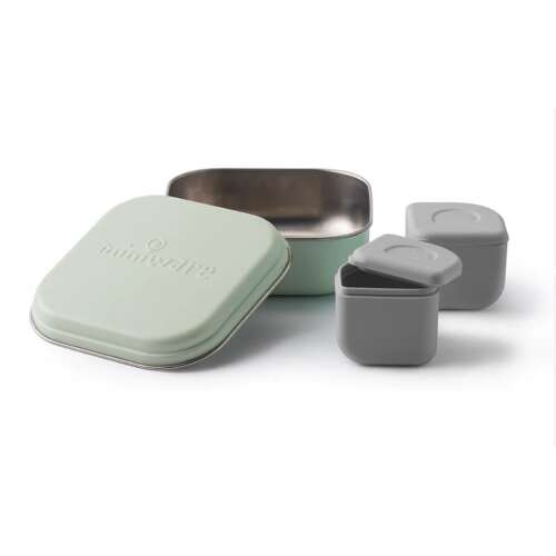 Dobozkészlet 2 szilipodával bébiételekhez Miniware Grow bento, 3 db, Keylime+Grey 109585524