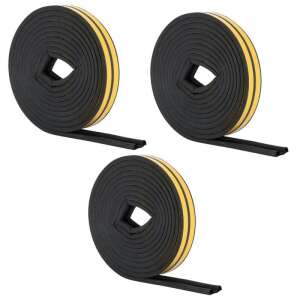 Set de 3 benzi autoadezive Mercaton® pentru etanșarea ușilor și ferestrelor, profil P, 9 mm x 5,5 mm, rezistent la UV, cauciuc EPDM, 6 m, maro - Bandă de etanșare