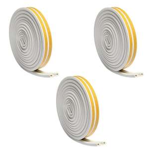 Set de 3 benzi autoadezive Mercaton® pentru etanșarea ușilor și ferestrelor, profil P, 9mm x 5,5mm, rezistent la UV, cauciuc EPDM, 6m, alb - Bandă de etanșare