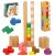 Ikonka Montessori Wooden Puzzle Blocks Set with Box