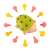 Montessori hedgehog sensory toy with colorful spikes, showing all parts