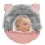 Ricokids Elmi pink stroller footmuff with fur hood and baby