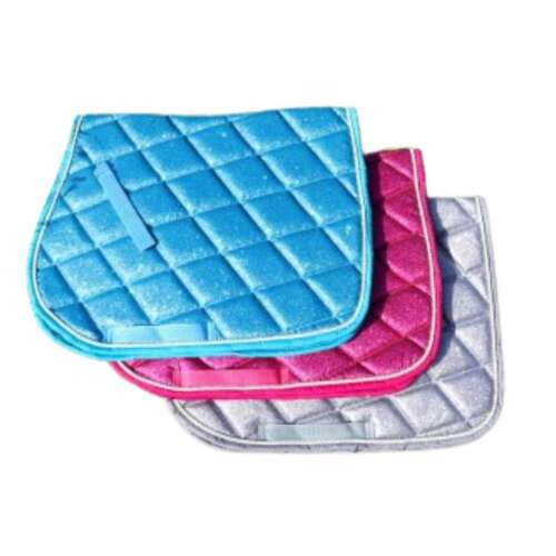 HB Csillogó nyeregalátét póninak kék, rózsaszín és ezüst színben