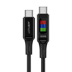 Acefast C7-03 USB-C - USB-C kábel kijelzővel, 1,2 m, fekete - ACEFAST
