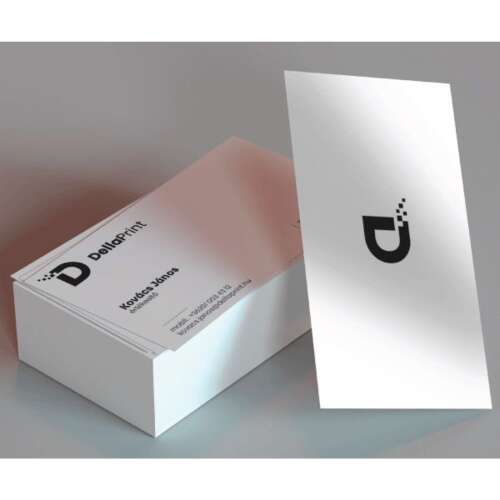 Fekete-fehér névjegyek halmaza DellaPrint logóval, 48 darabos csomag