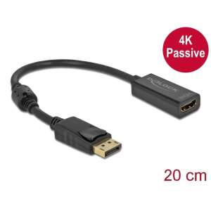 Delock DisplayPort - HDMI adapter, 4K passzív, fekete, 20cm - DisplayPort átalakító