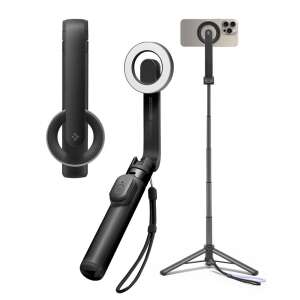 Spigen Wondersnap MagFit Selfie Stick mit Stativ, Ringlicht und Fernbedienung, Schwarz - Spigen