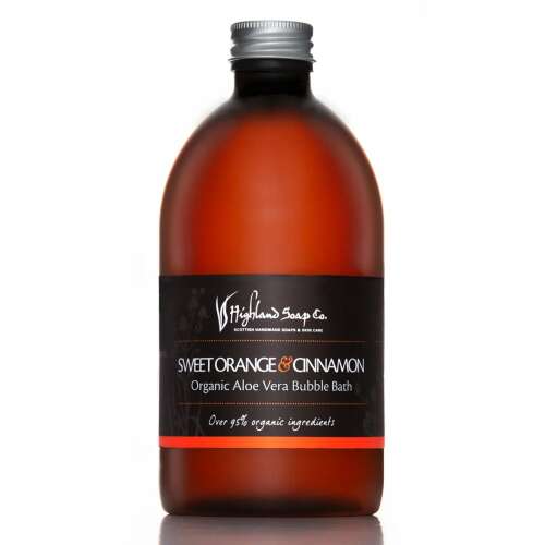 Highland Soap Co. Édes Narancs & Fahéj Bio Aloe Vera Habfürdő, 500ml 
