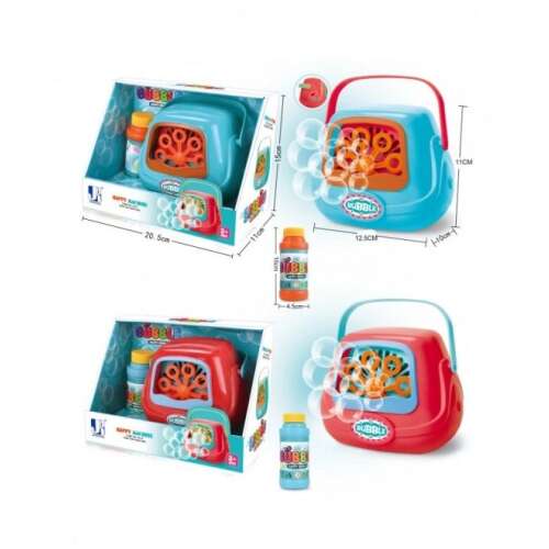 Automatikus buborékfújó gép, sok buborékot fúj, tökéletes bulikhoz és gyerekeknek, kék és piros színben