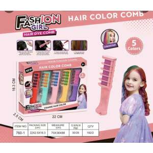 Hajkefe formájú hajszínező kréta kislányoknak , 5 féle színben