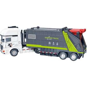 Fehér és zöld játék szemétgyűjtő teherautó piros karral, gyerekeknek - Nonbrand Interaktív gyerek játék