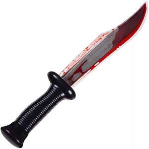 Véres műanyag tőr fekete nyelű, fehér alapon - Öltözködés kiegészítő